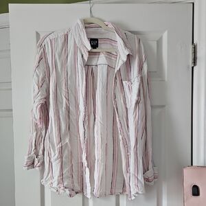 GAP White Shirt with Pink Stripes